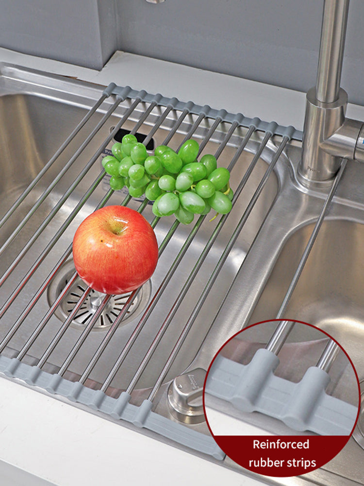 201 Stainless Steel Collapsible Drain Rack Household Sink Drip Rack Dish Washing Basin Fruit And Vegetable Dishes Chopsticks Water Filtering Rack