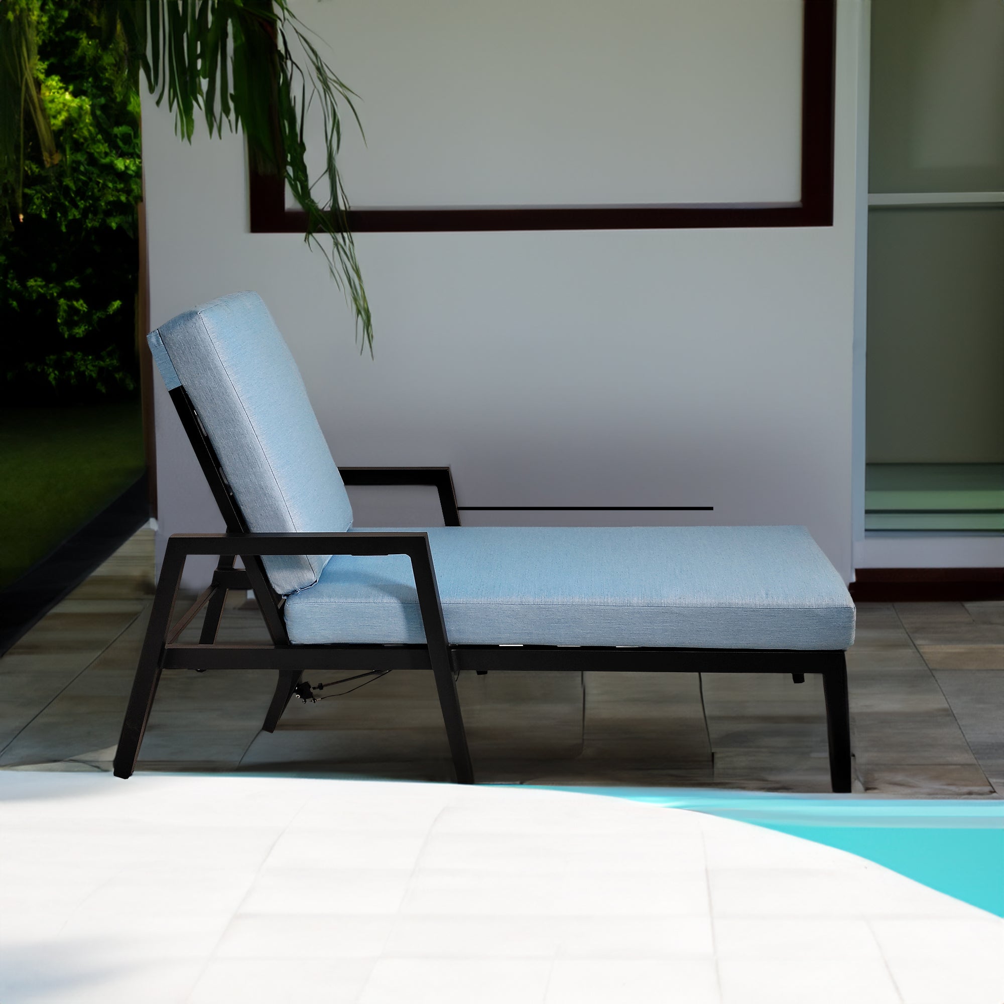 Ensemble de 3 chaises longues d'extérieur en aluminium avec 2 chaises longues et 1 table d'appoint
