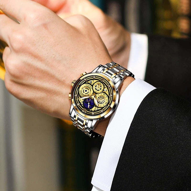 Montre à quartz pour homme, squelette, nouveau concept, étanche, multifonctionnelle