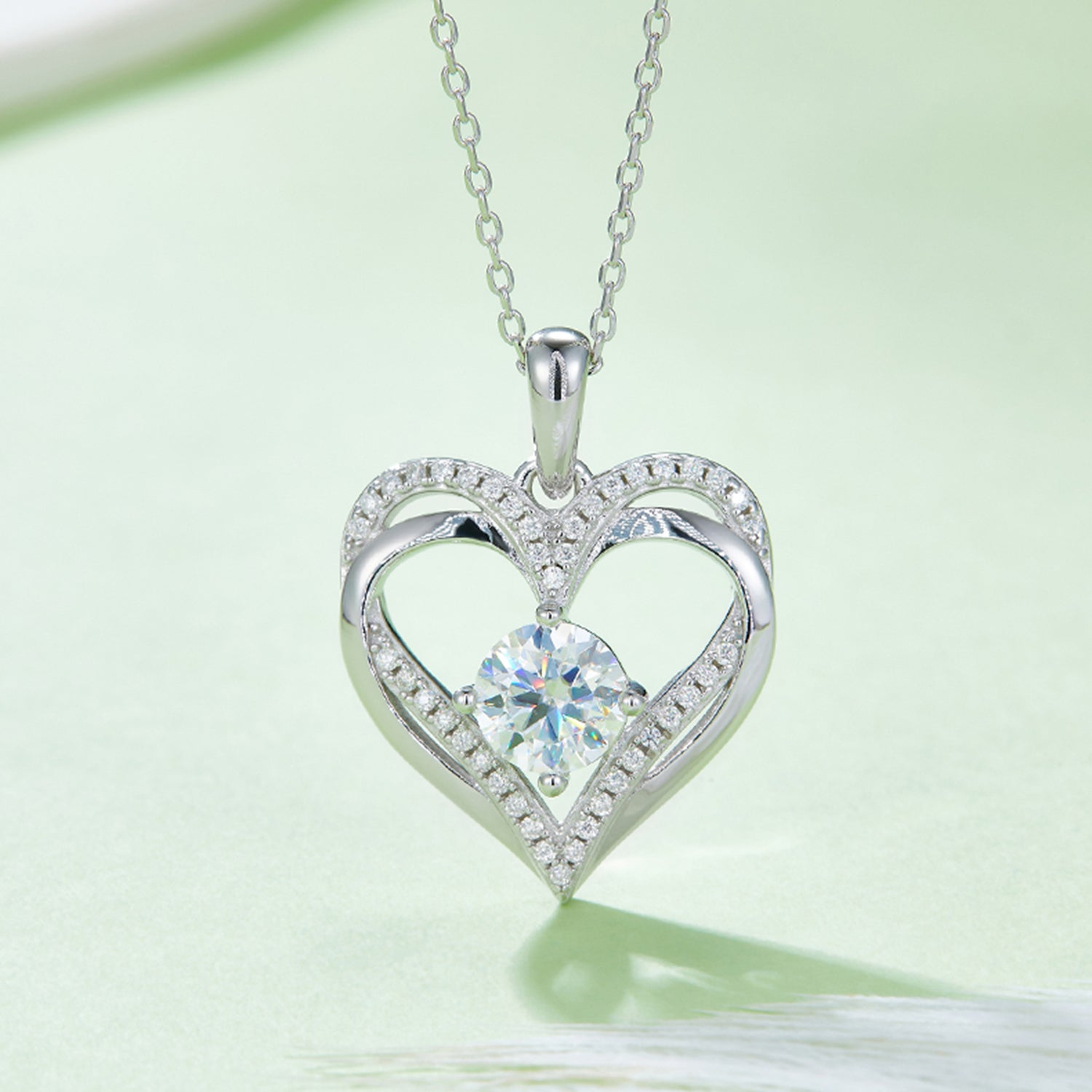 Collier cœur en argent sterling 925 avec moissanite de 1,2 carat