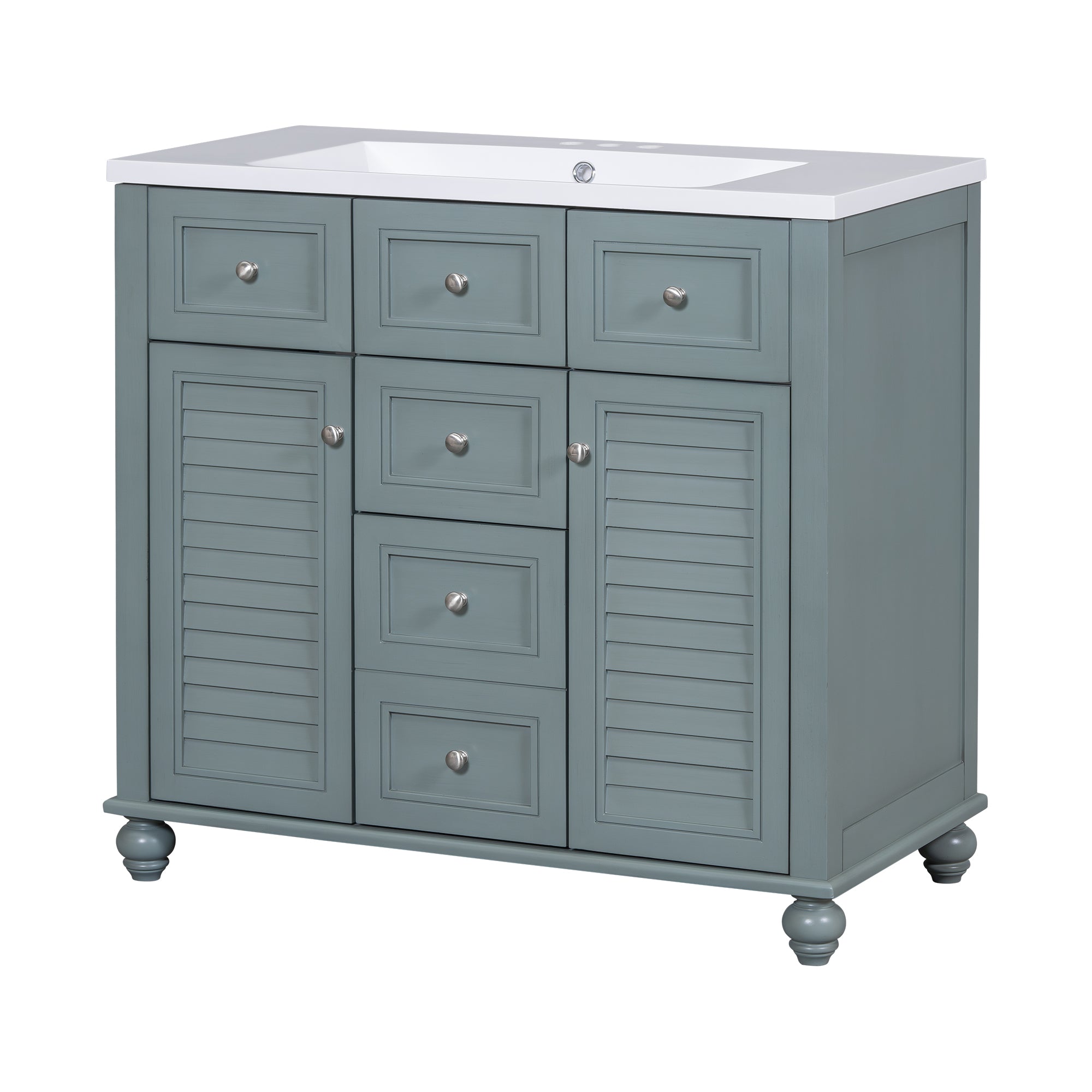Armoire à miroir moderne de 36 pouces avec étagères réglables, 2 portes à fermeture douce et 6 organisateurs de portes d'armoire de rangement à tiroirs