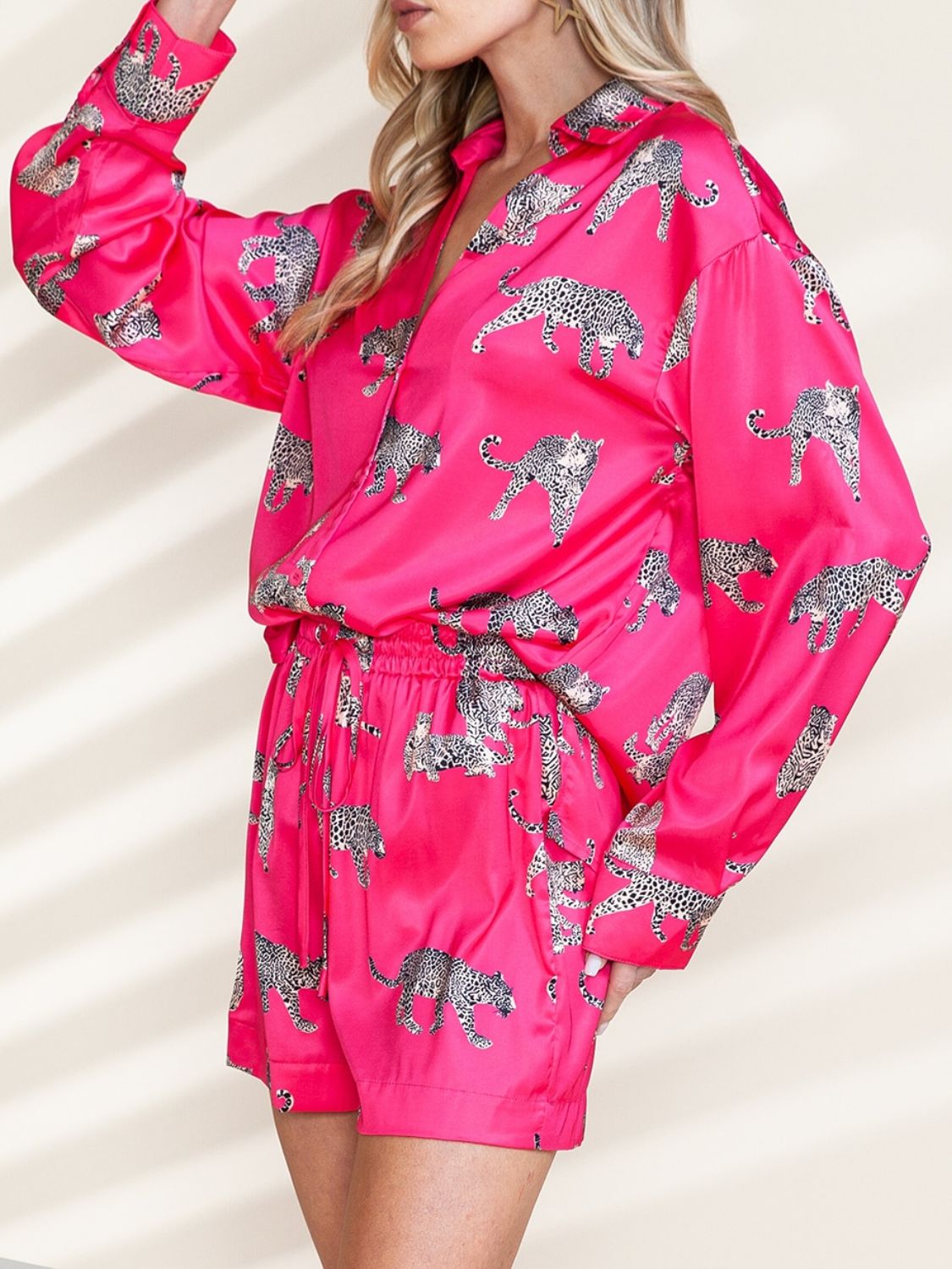 Ensemble chemise boutonnée et short à motif animal
