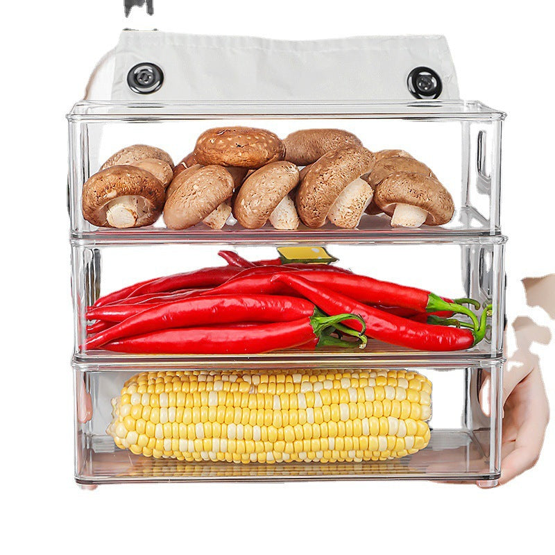 PET Refrigerator Storage Box Portable Portable Fruit And Vegetable Freezer Storage Box Drawer Type Kitchen Beverage Storage Box