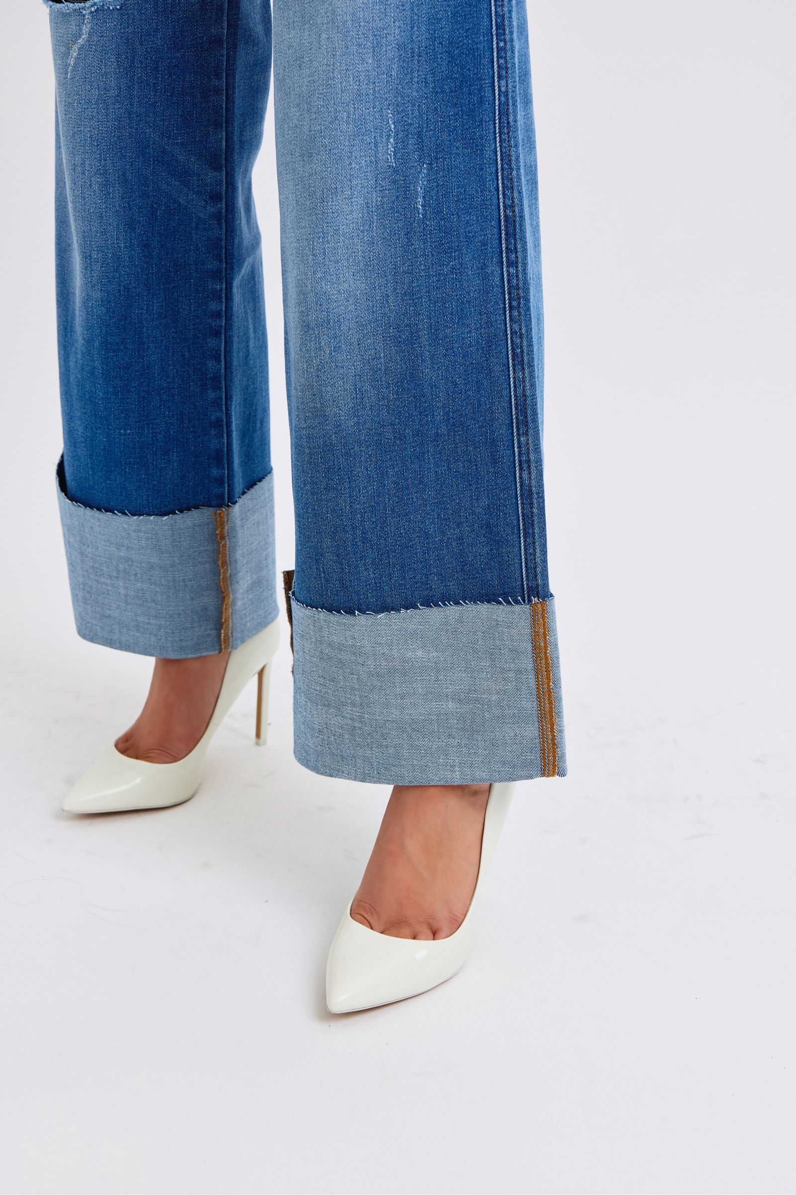 Jean large taille haute bleu vieilli Judy