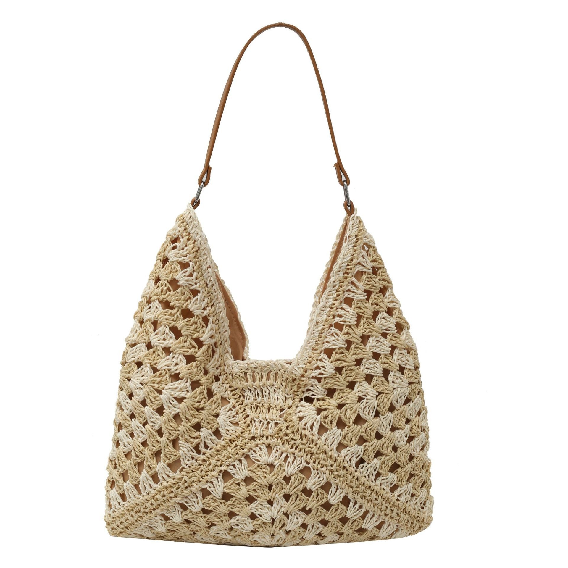 Sac tissé de grande capacité, nouveau sac à bandoulière simple en herbe tissé à la mode pour femmes