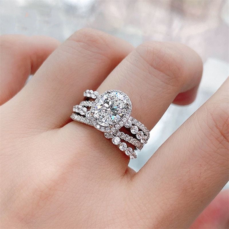 Bague superposée en argent sterling 925 avec moissanite 3 carats