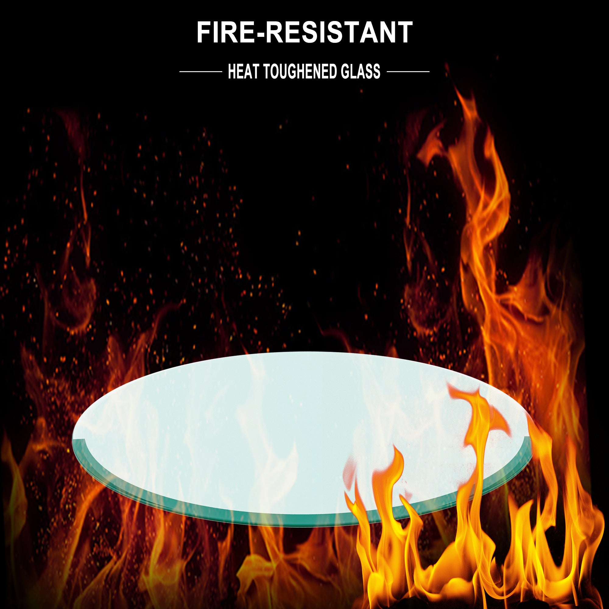 Plateau de table rond en verre trempé transparent de 91 cm (36 po) d'épaisseur, bord plat poli
