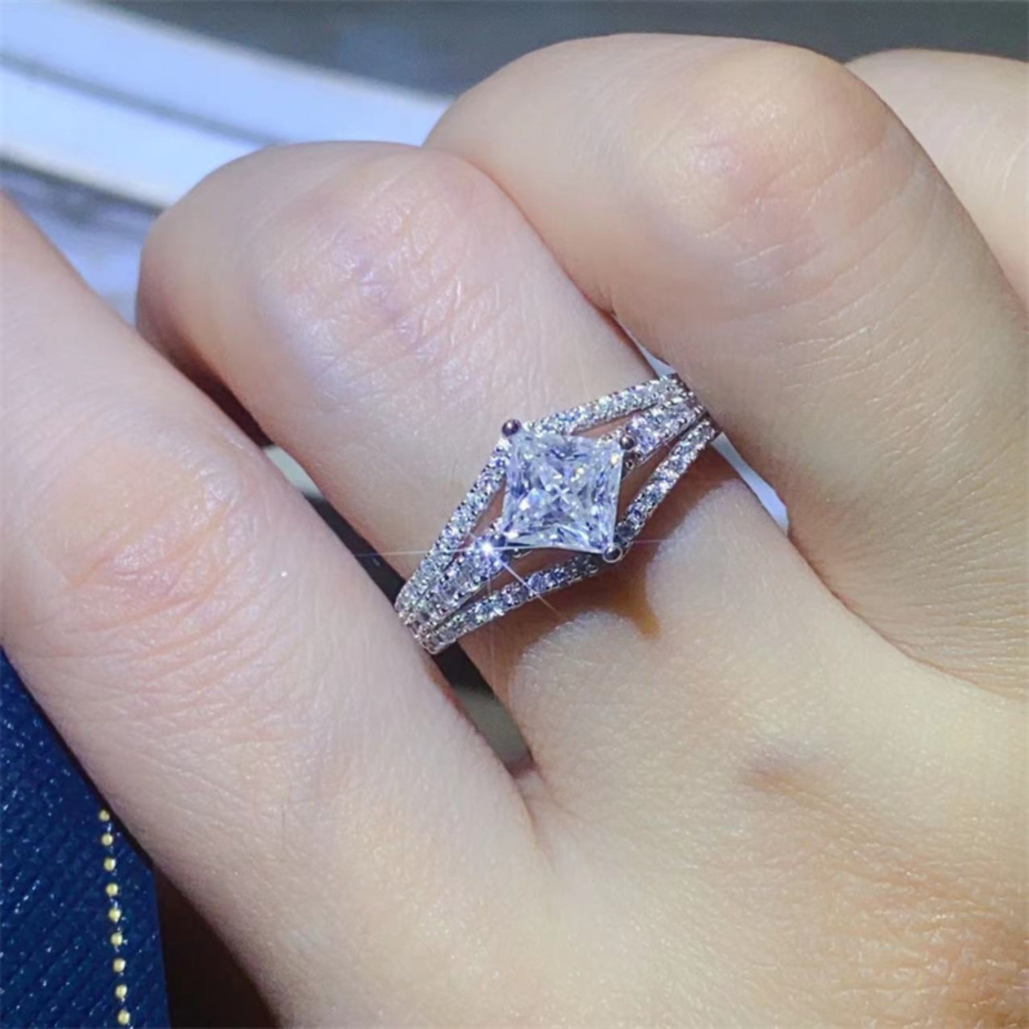 Bague en argent sterling 925 avec moissanite de 1 carat