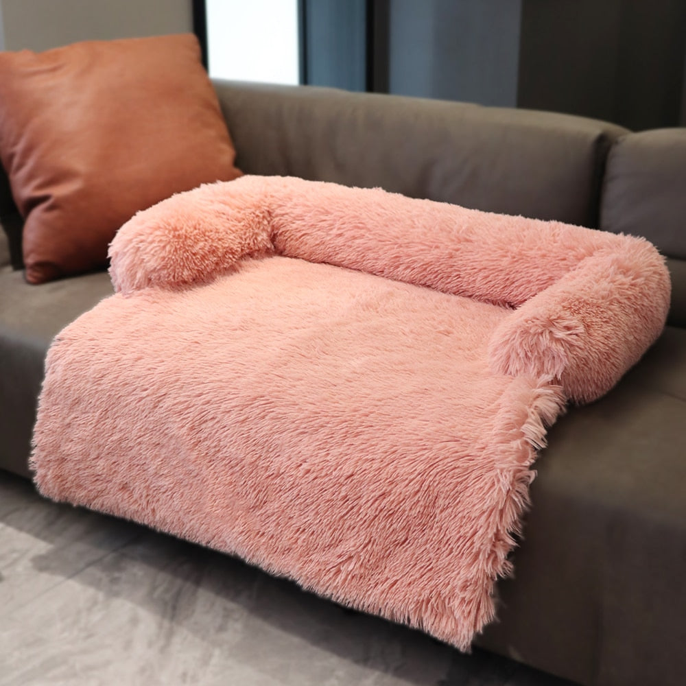 Grand canapé-lit d'hiver pour chien avec fermeture éclair, housse amovible, niche en peluche, tapis pour chat, canapé-lit pour grand chien