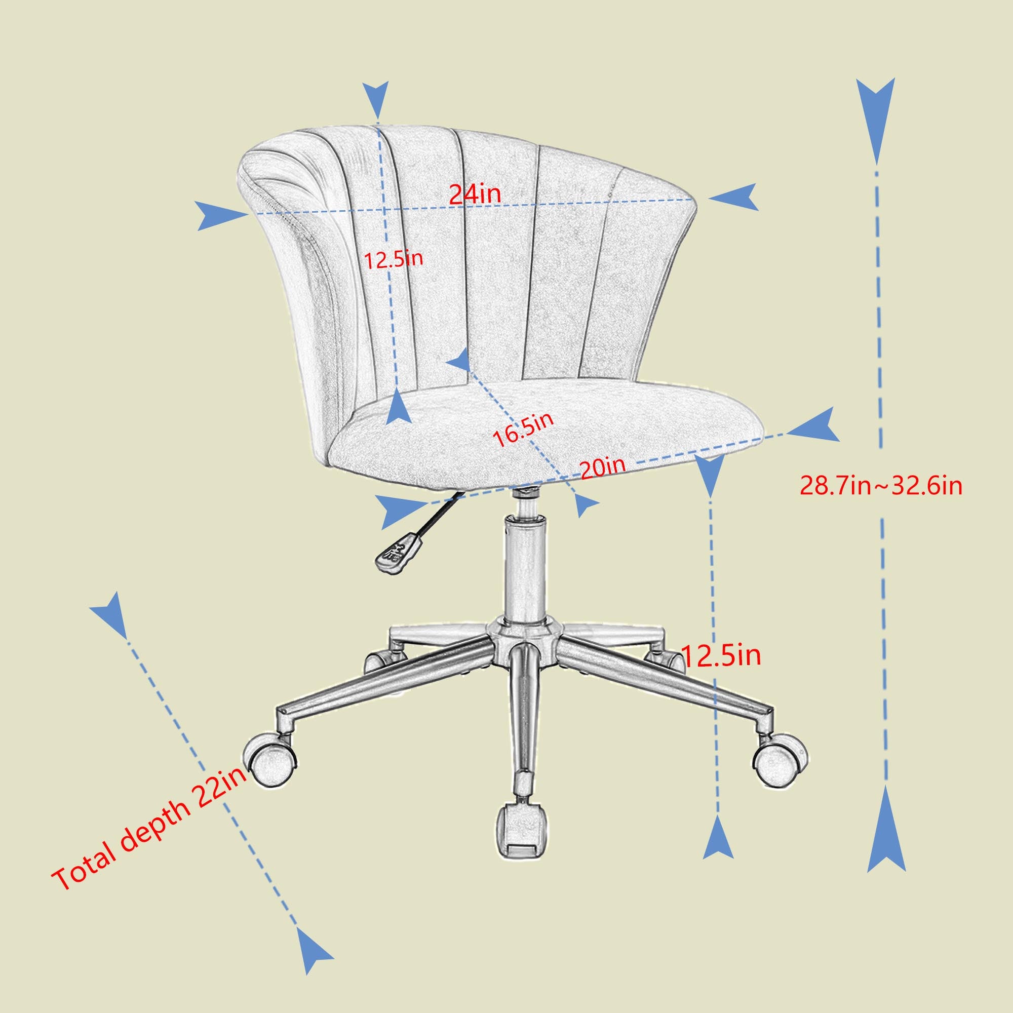 Chaise de bureau pivotante en velours en forme de fleur pour la maison, le bureau ou la chambre à coucher