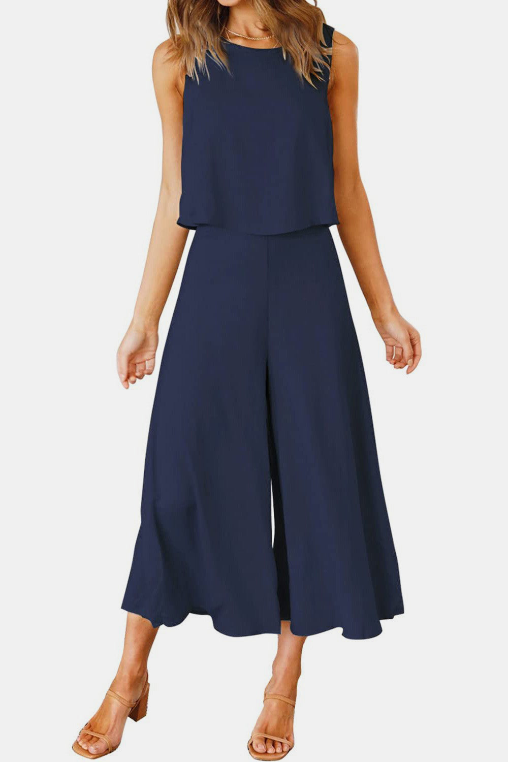 Ensemble haut à col rond et pantalon large