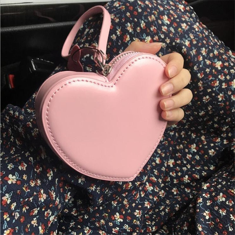Petit portefeuille pour femme, porte-monnaie en cuir, motif cœur rouge, mini pochette tendance, porte-monnaie pour étudiante