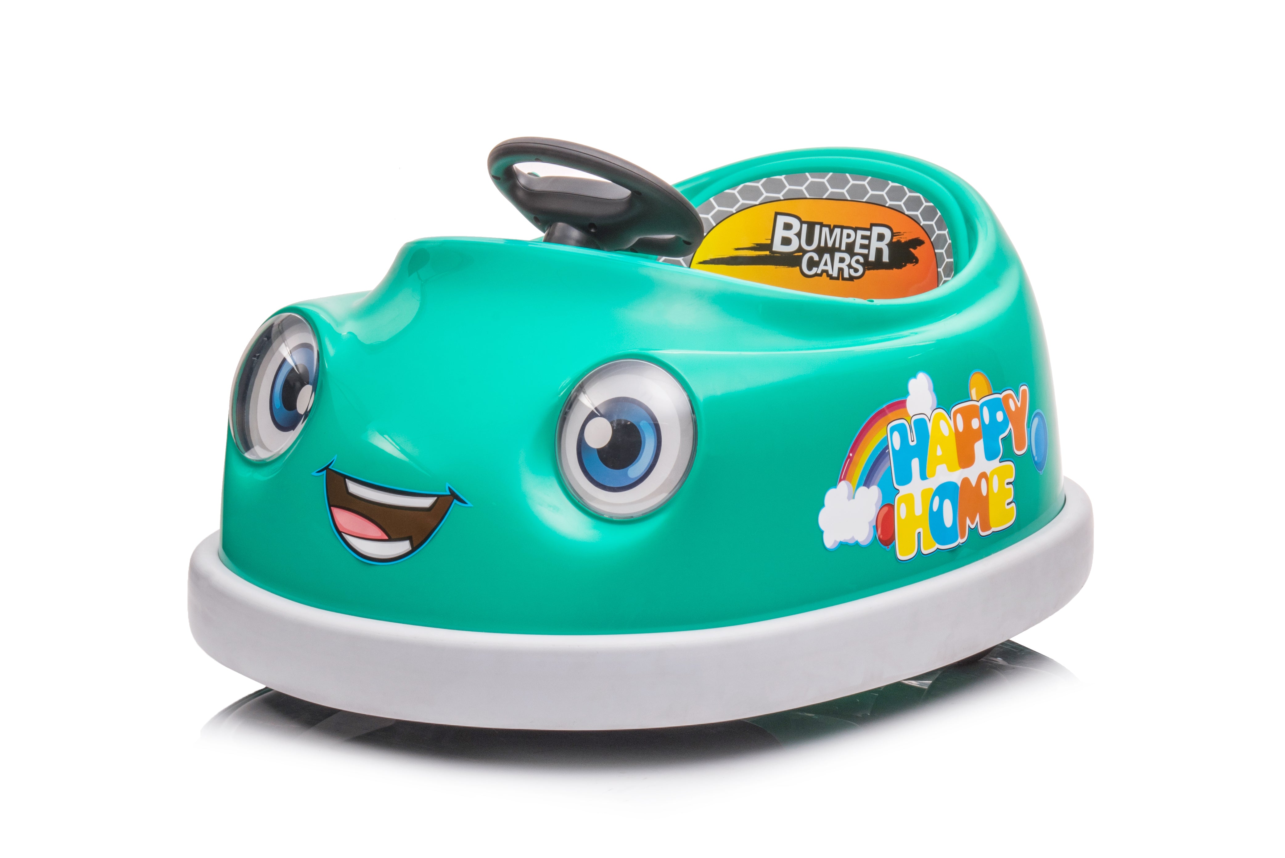 Auto-tamponneuse pour enfants, 12 V, double entraînement, voiture électrique pour enfants de 1 à 6 ans avec tige de poussée, assiette à dîner, musique, cheval à bascule
