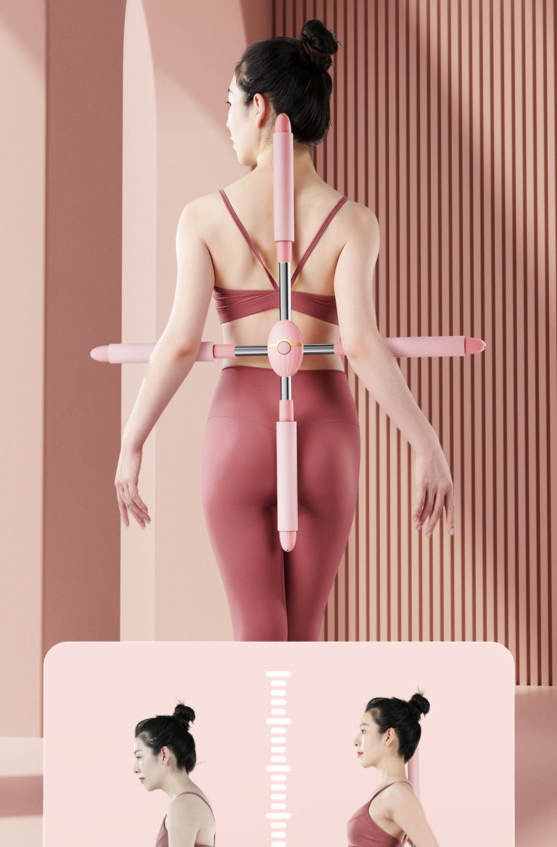 Bâton d'épaule réglable à dos ouvert pour corriger la bosse, bâton de yoga croisé pour corriger la posture