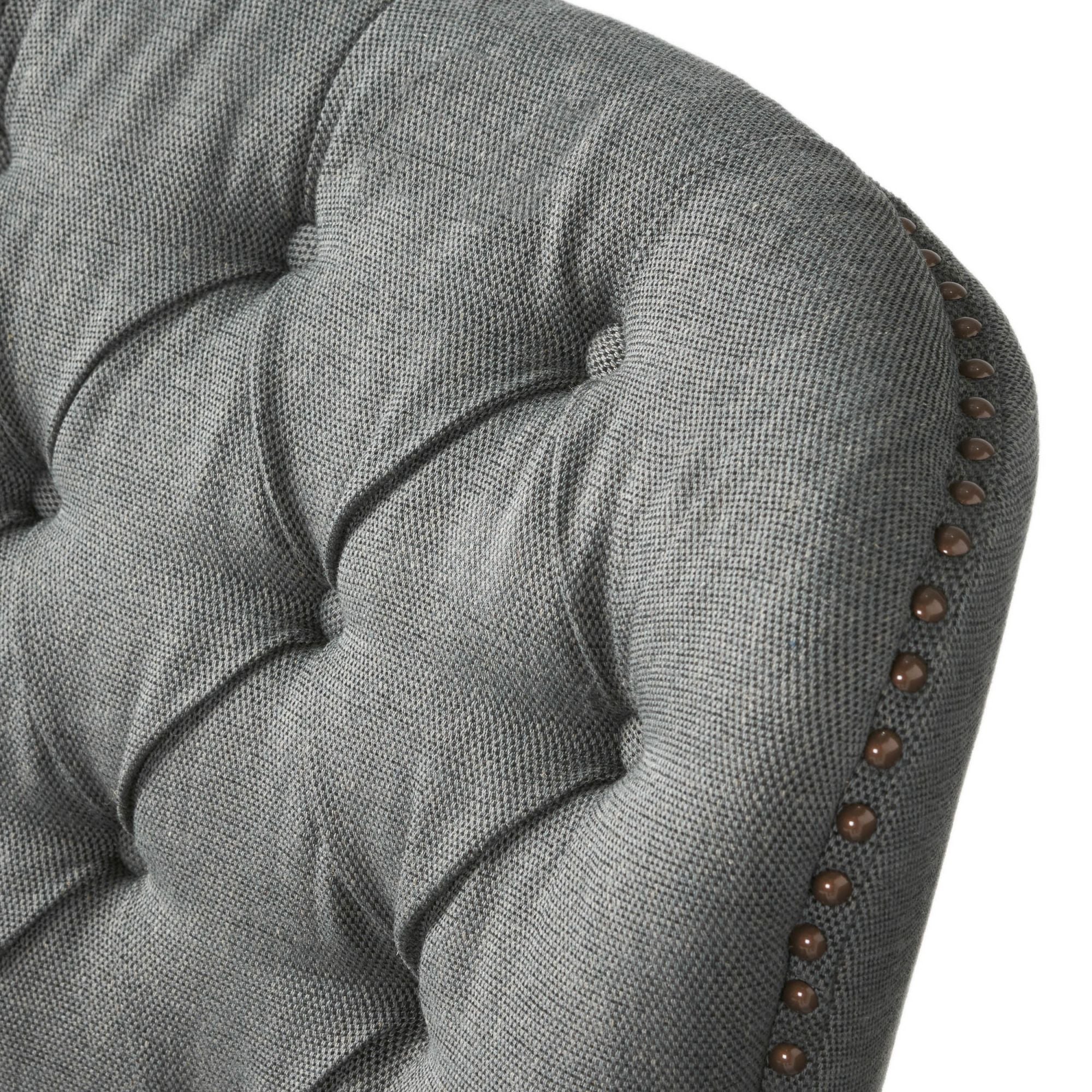 Ensemble de fauteuil club et ottoman en tissu gris moderne, fauteuil rembourré élégant, associé à un style ottoman