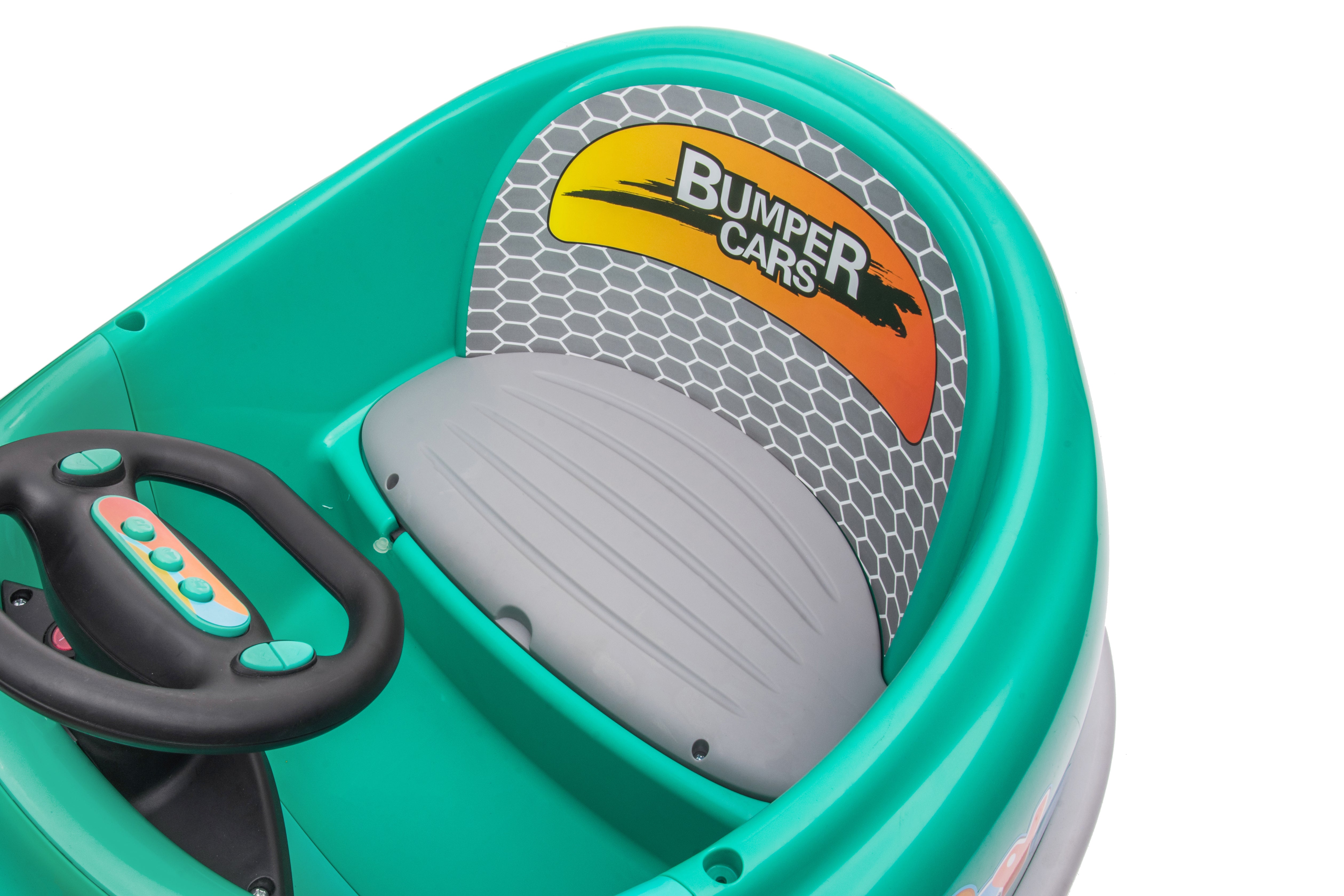 Auto-tamponneuse pour enfants, 12 V, double entraînement, voiture électrique pour enfants de 1 à 6 ans avec tige de poussée, assiette à dîner, musique, cheval à bascule