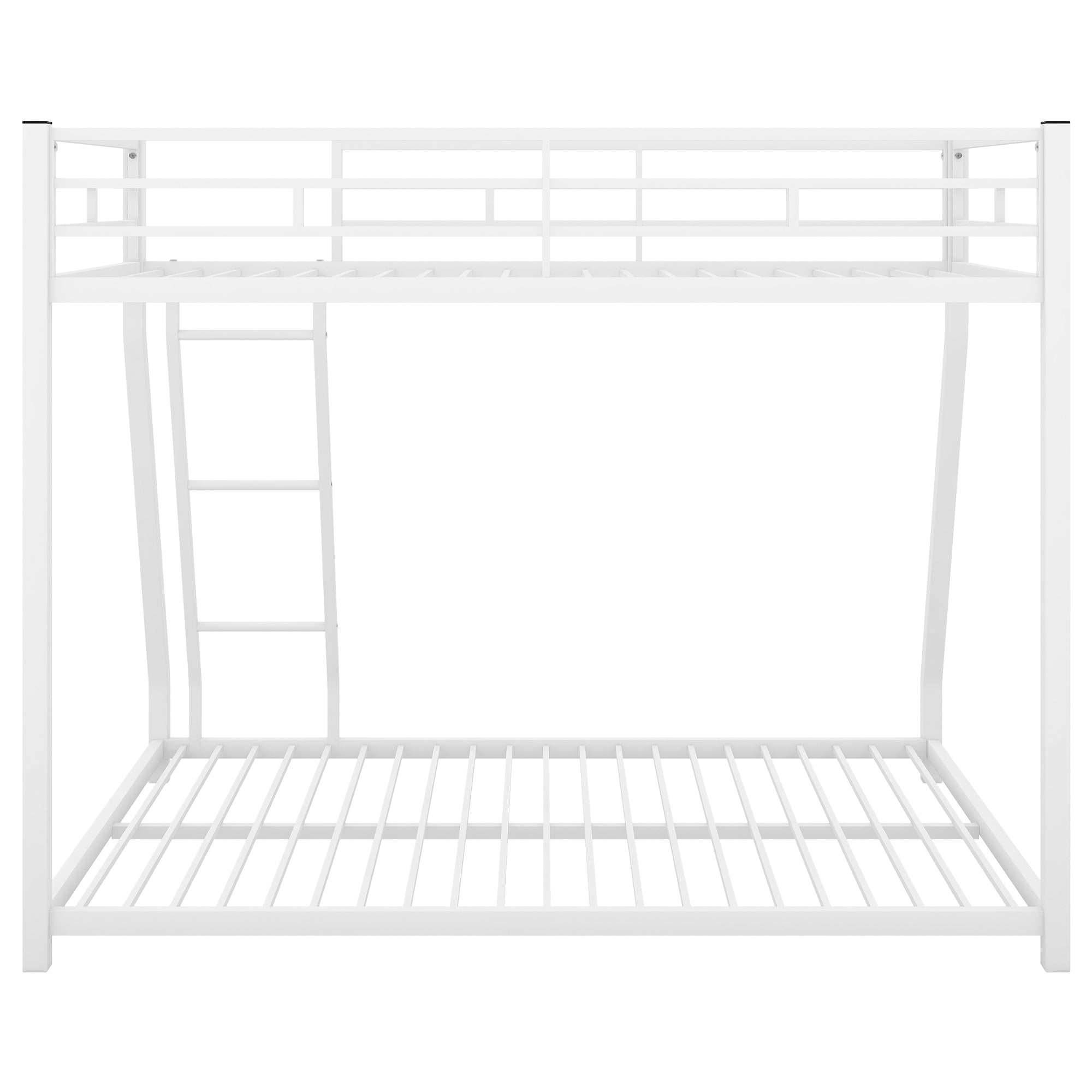 Metal Floor Bunk Bed Twin over Full White