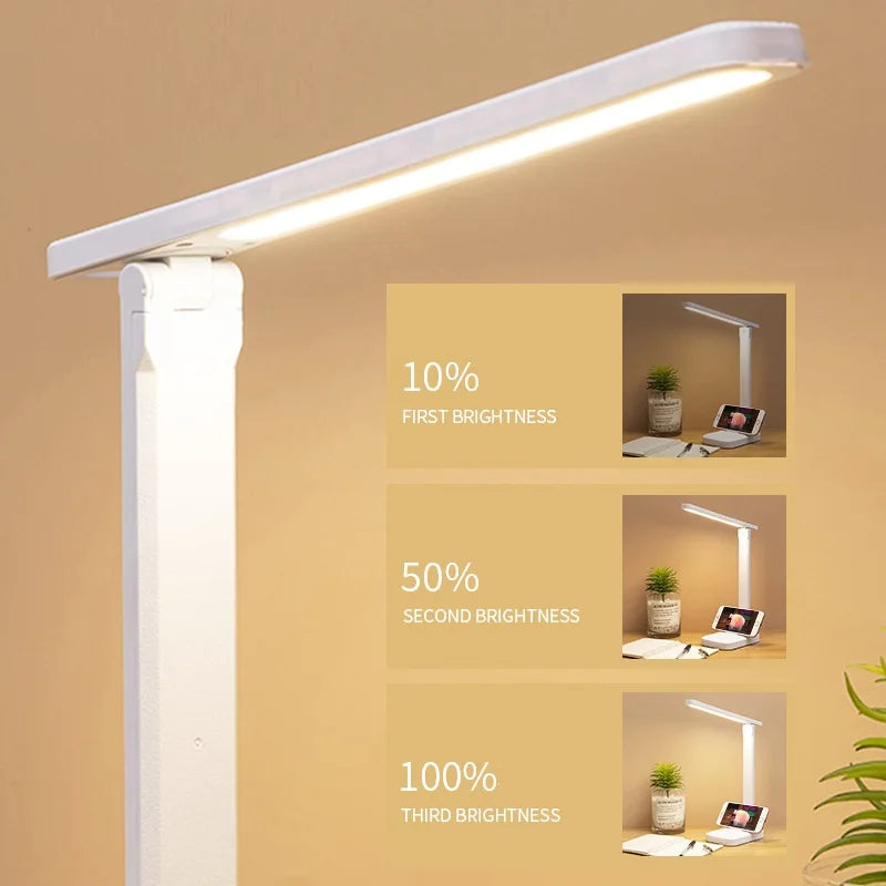 Lampe de bureau à LED avec protection des yeux, variateur tactile, réglage de la couleur, chargement, chevet, lecture
