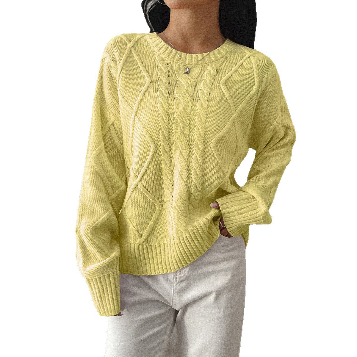 Y2K Hot Girl Solid Color Sweater Long Sleeve Woolen Fabric