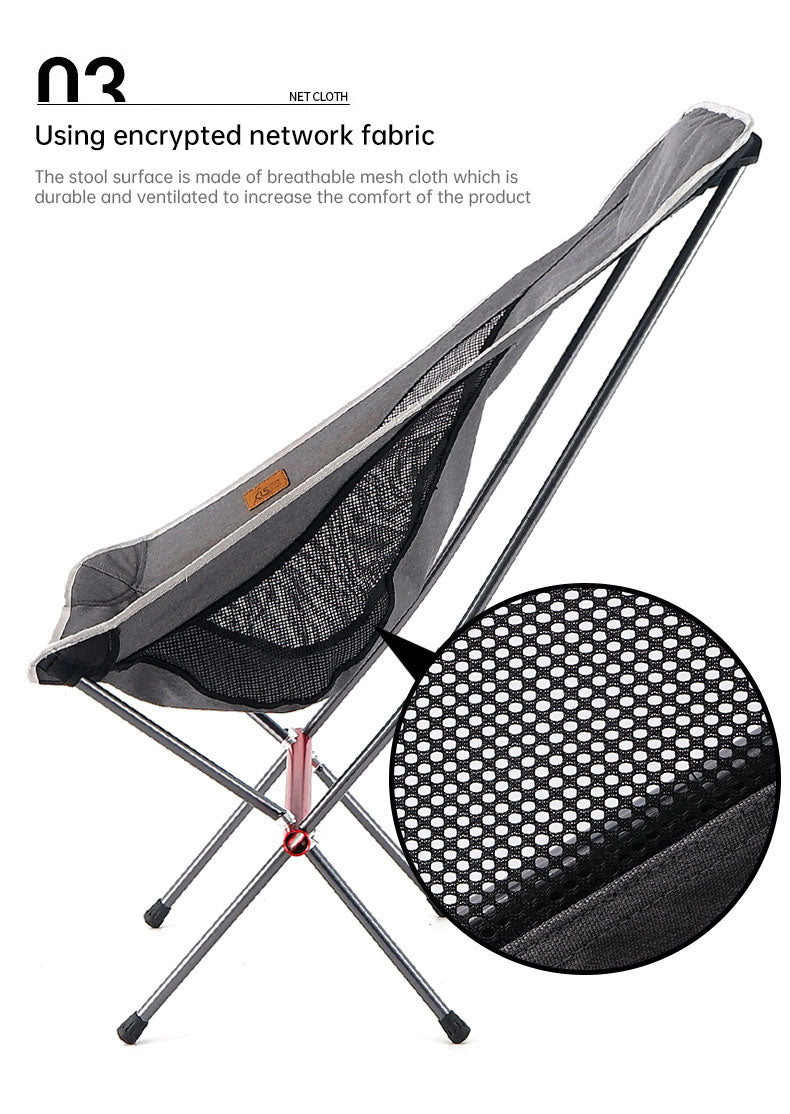Chaise pliante d'extérieur rehaussée, chaise de lune portable, chaise de camping, de pêche, de loisirs, de plage, chaise arrière