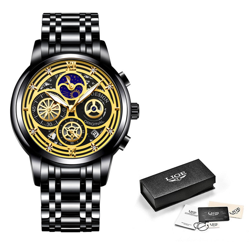 Montre à quartz pour homme, squelette, nouveau concept, étanche, multifonctionnelle