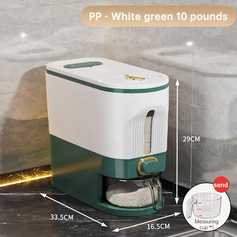 Sandwich Type Household Rice Bucket Sealed Insect Proof Moisture-Proof Narrow Edge Grain and Miscellaneous Grain Storage Bucket Press Type Rice Storage Box Rice Jar