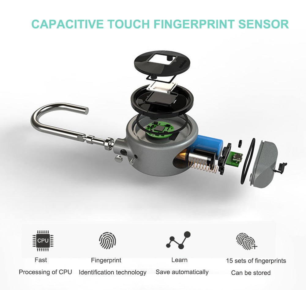 Serrure intelligente sans clé à empreinte digitale, bouton d'application étanche, déverrouillage par mot de passe, cadenas antivol, serrure de porte