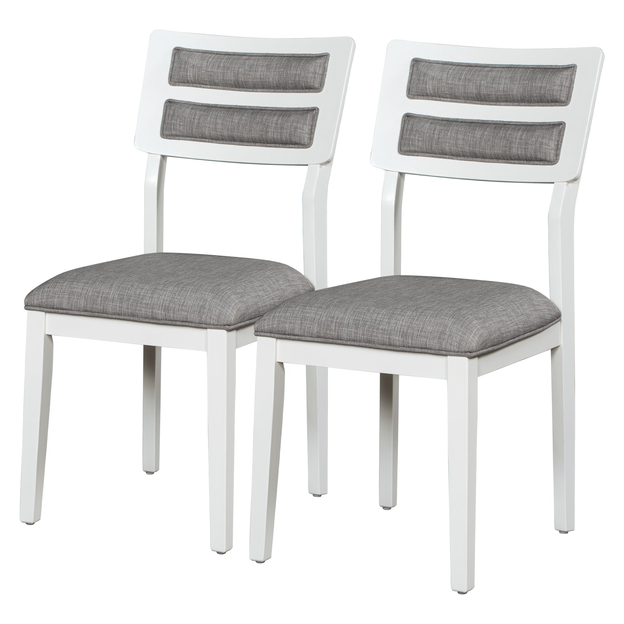 Ensemble de salle à manger TREXM de style classique et traditionnel, 6 pièces, comprenant une table à manger, 4 chaises rembourrées et un banc (blanc et gris)