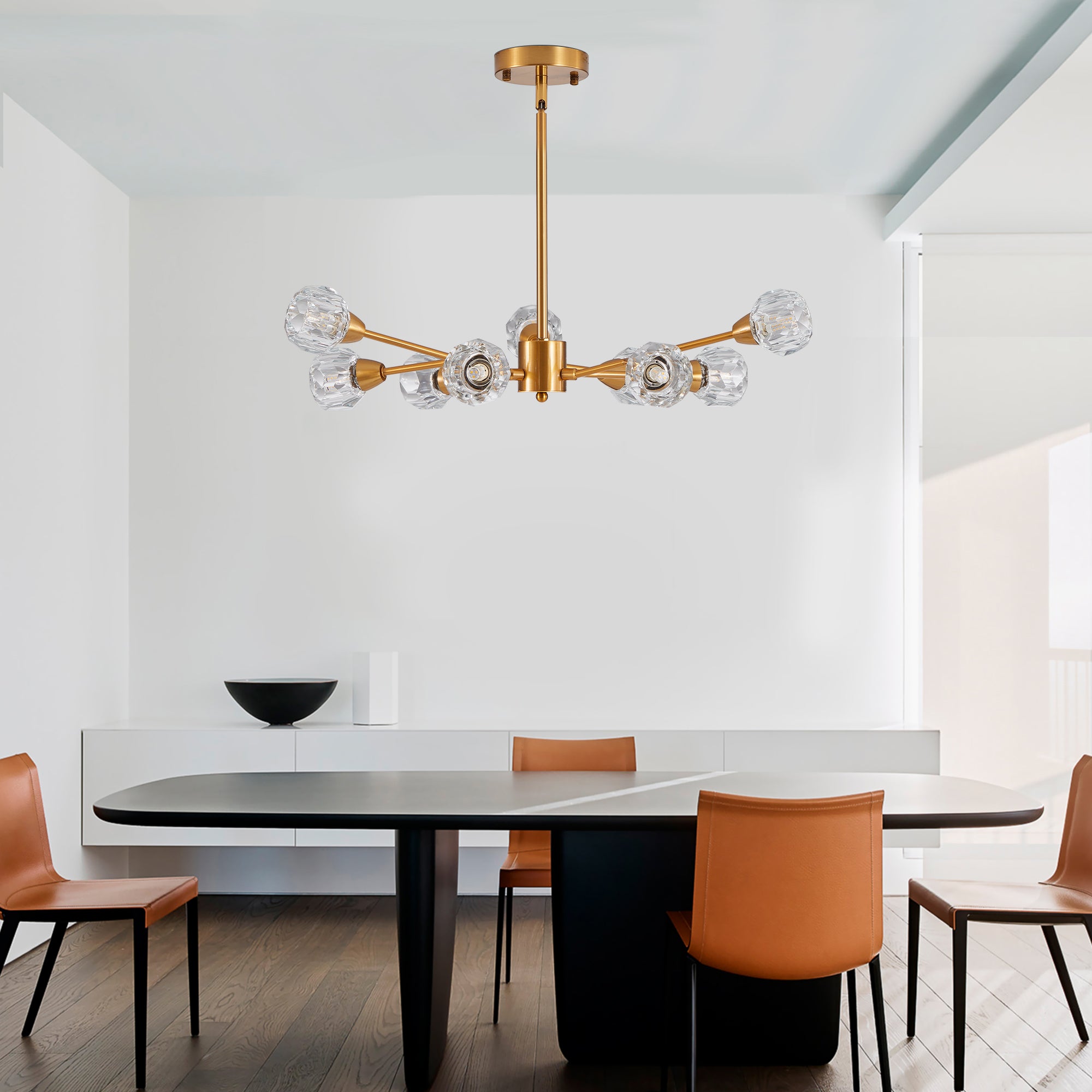 Lustres en cristal modernes, lustre doré à 9 lumières pour salon et chambre (ampoules non incluses)