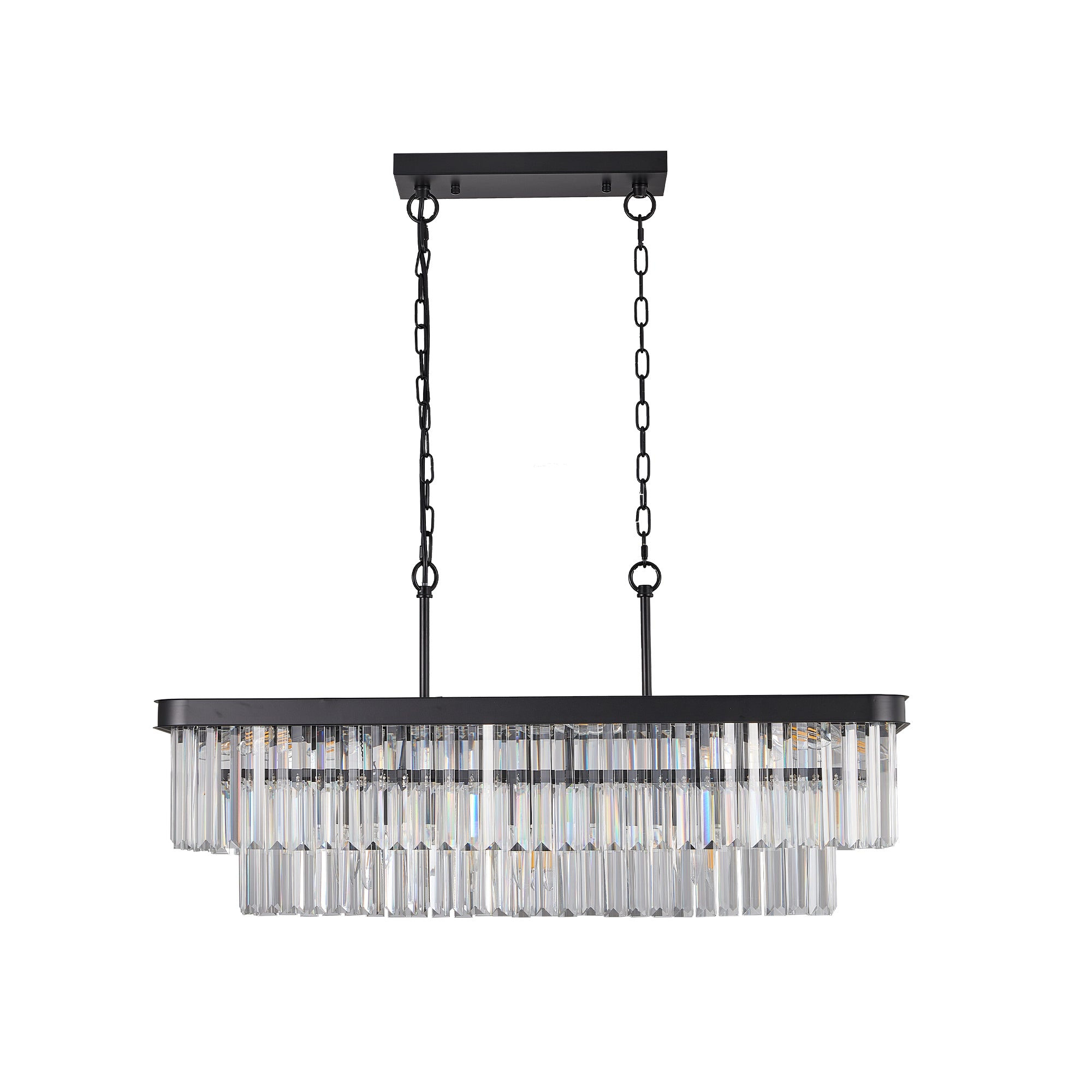 Chandeliers,Rectangular Crystal Chandelier Adjustable,E12 Modern Industrial Crystal Lights (Bulb Not Included)