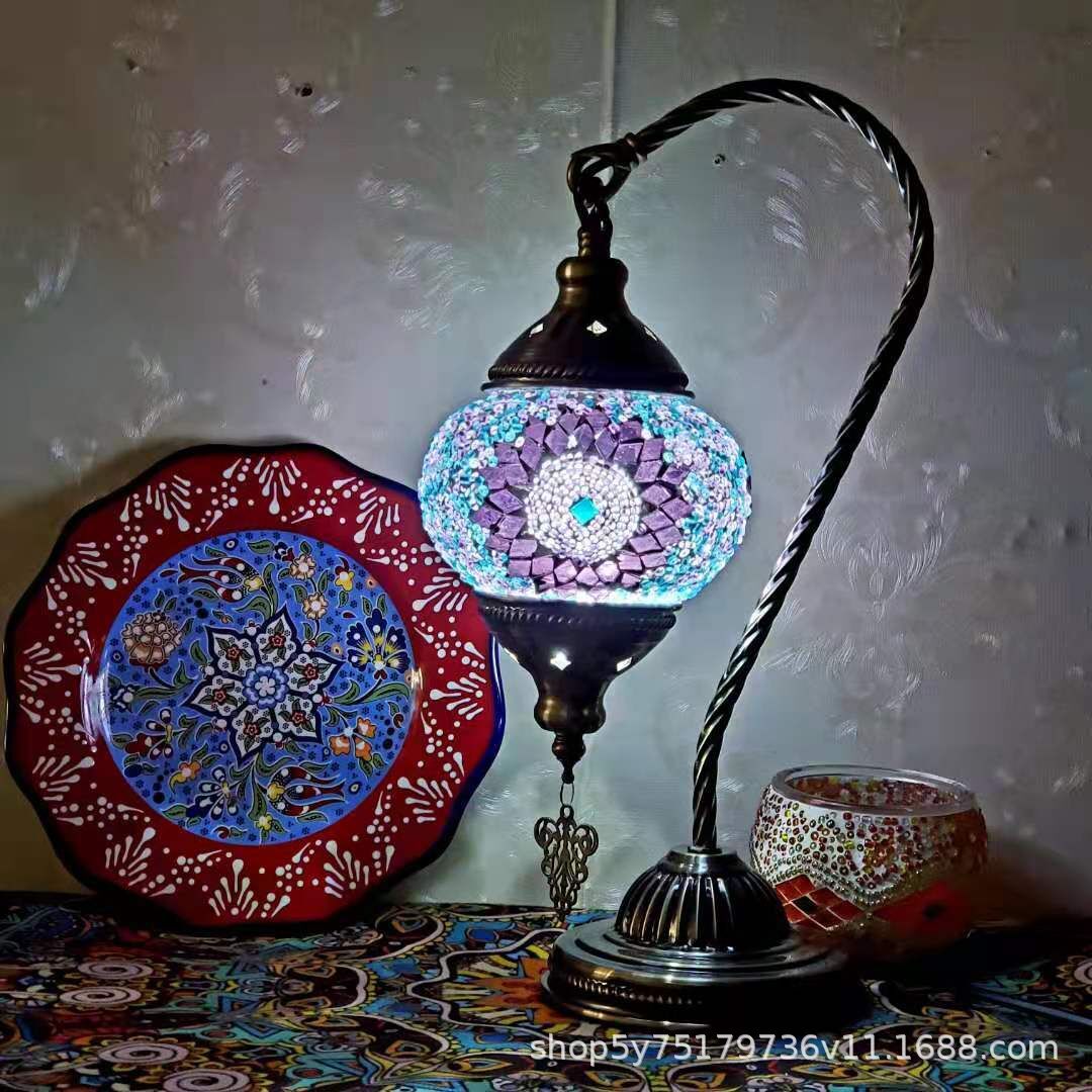 Table de chevet en mosaïque rétro marocaine exotique, coiffeuse Little Swan Cafe, table basse, lampe décorative