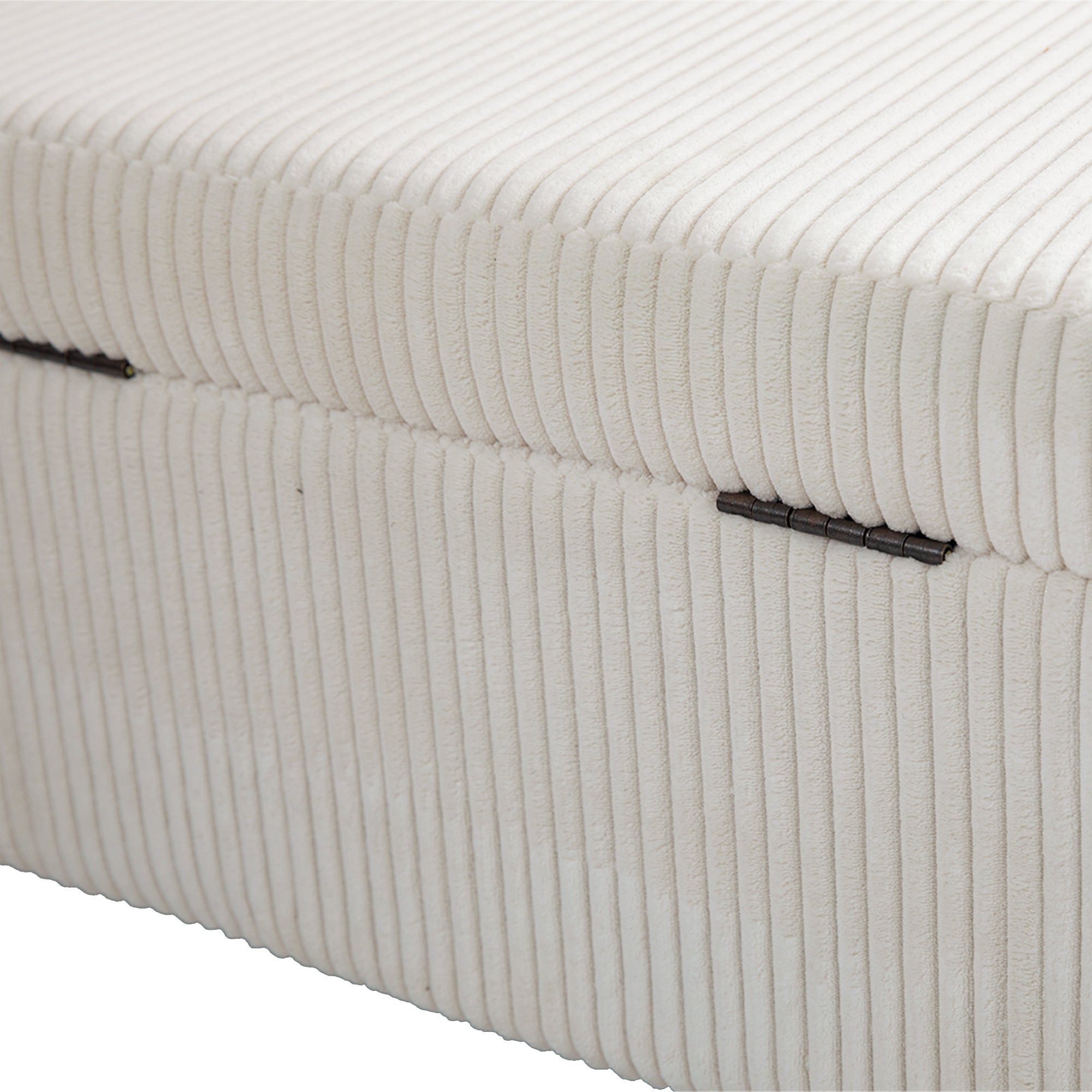 Chaise ottomane de rangement COOLMOR avec charnière de sécurité et coussin en tissu doux (beige)