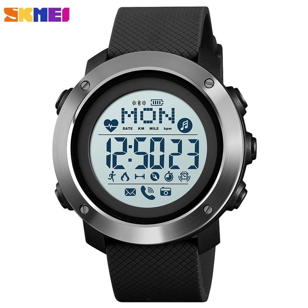 SKMEI 1512 & 1511 Nouvelle montre intelligente de sport en plein air pour hommes, boussole, fréquence cardiaque, horloge numérique pour hommes, Bluetooth, Fitness, étanche, montre-bracelet intelligente