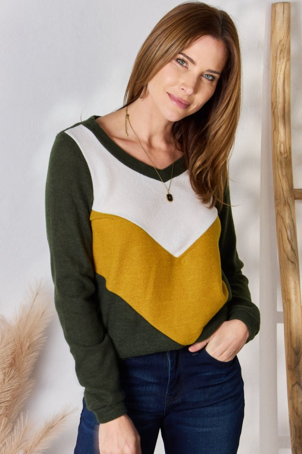 Chemisier col V colorblock grande taille Hailey & Co