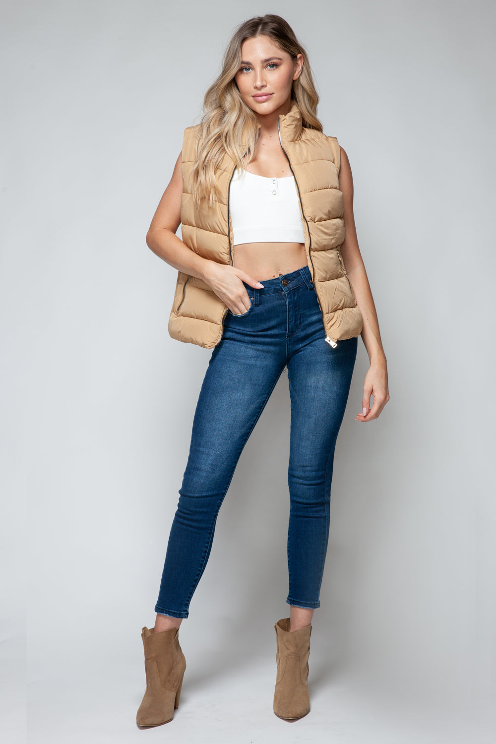 Gilet à col roulé zippé snob avec poches