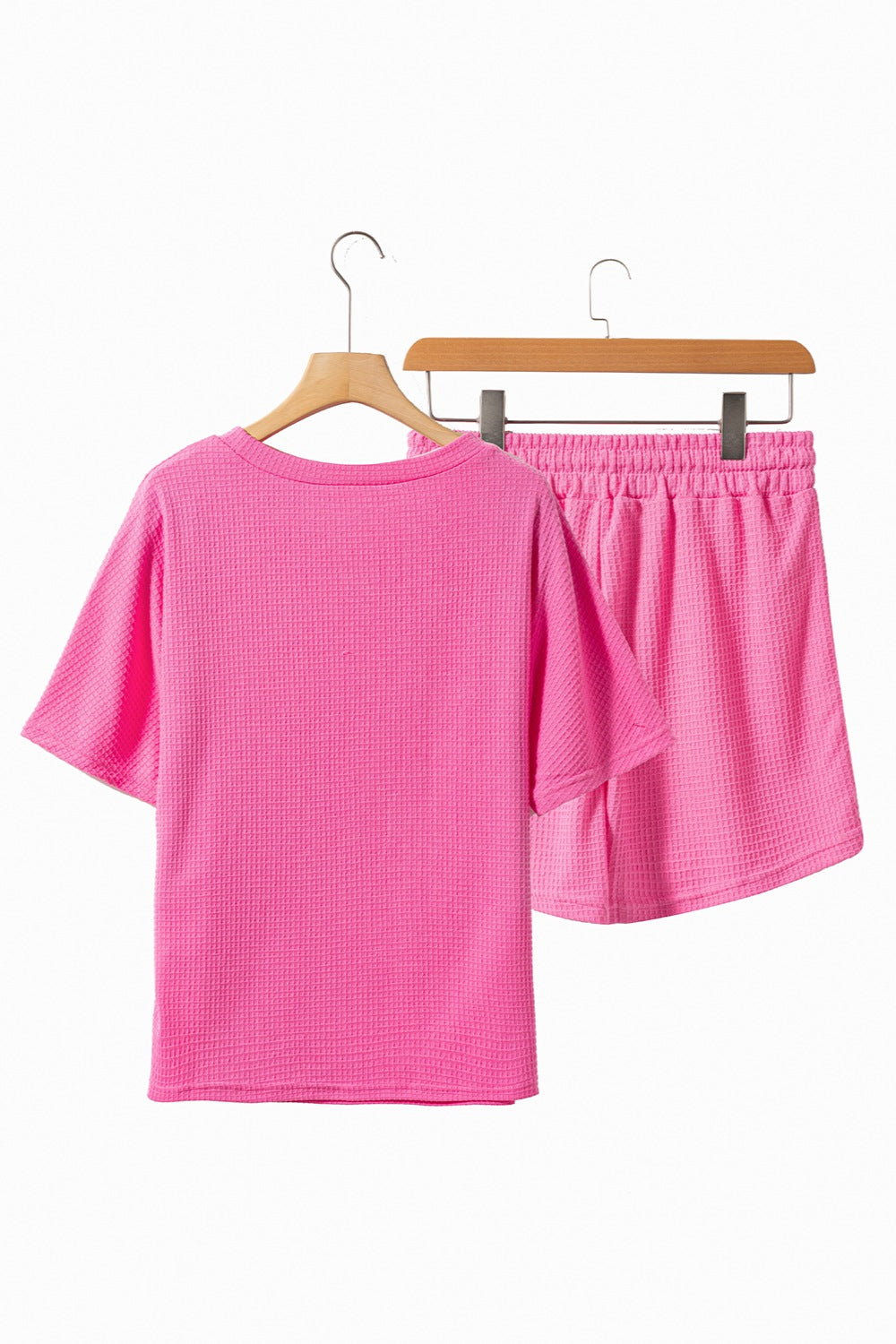 Ensemble haut et short à col rond en tricot gaufré