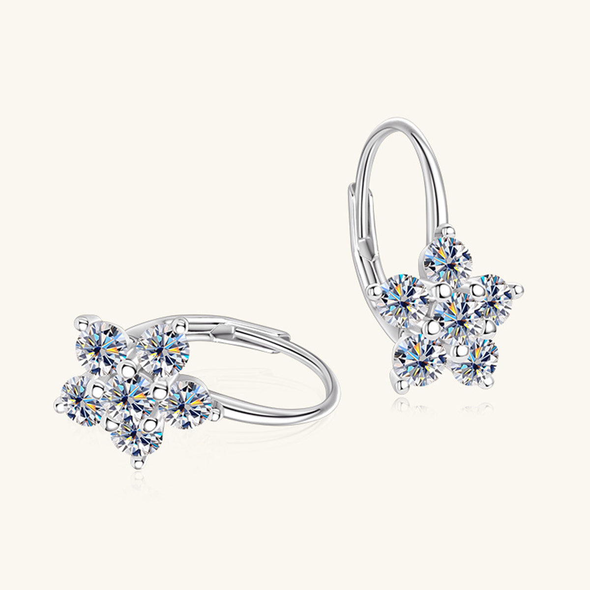 Boucles d'oreilles créoles en argent sterling 925 avec moissanite de 1,2 carat