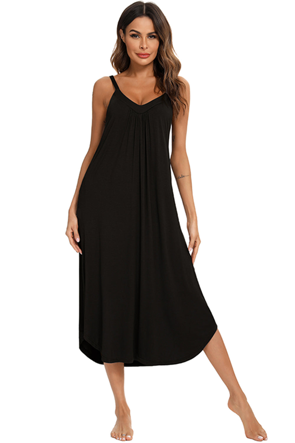 Robe midi décontractée à col en V