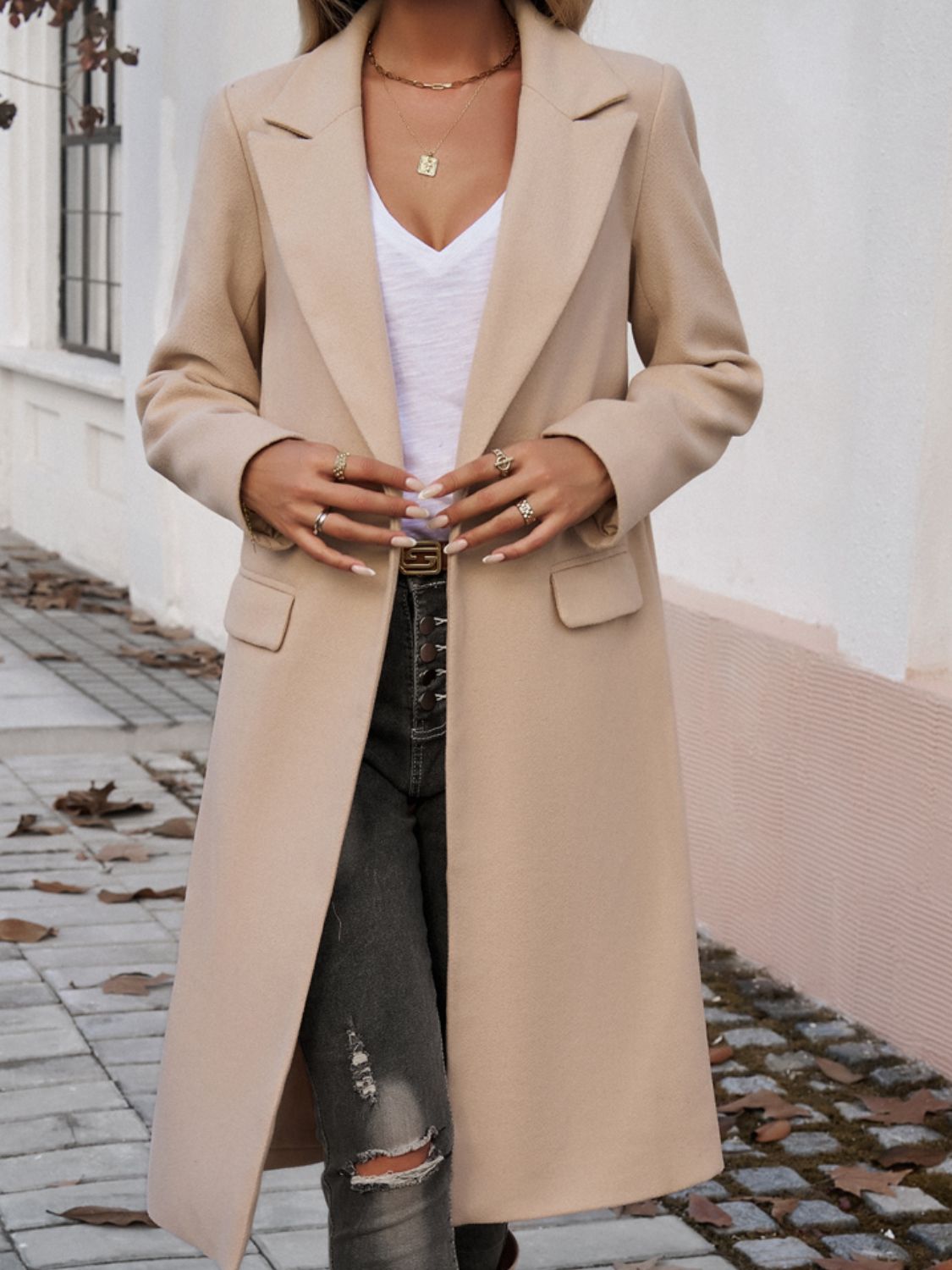 Manteau à manches longues et col à poches Devine