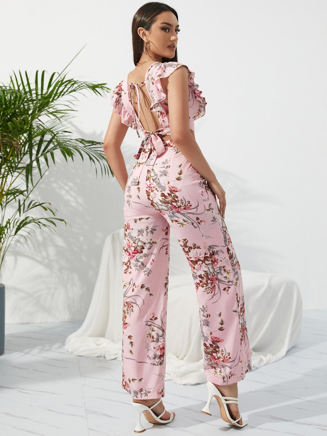 Ensemble haut à manches courtes et pantalon à imprimé surplis