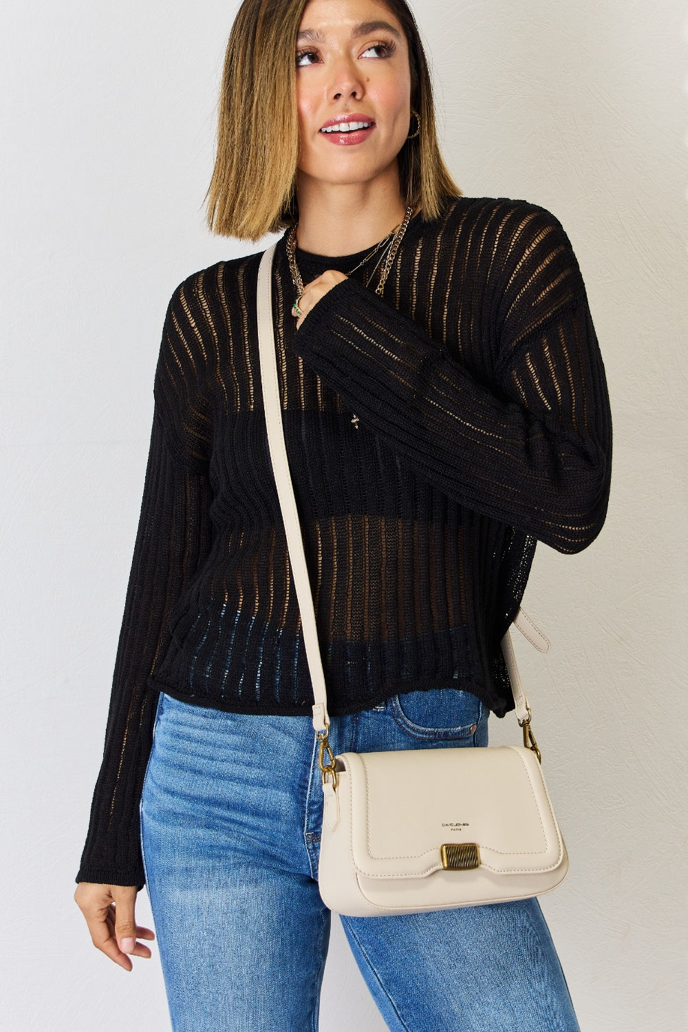 Sac bandoulière en cuir PU David Jones