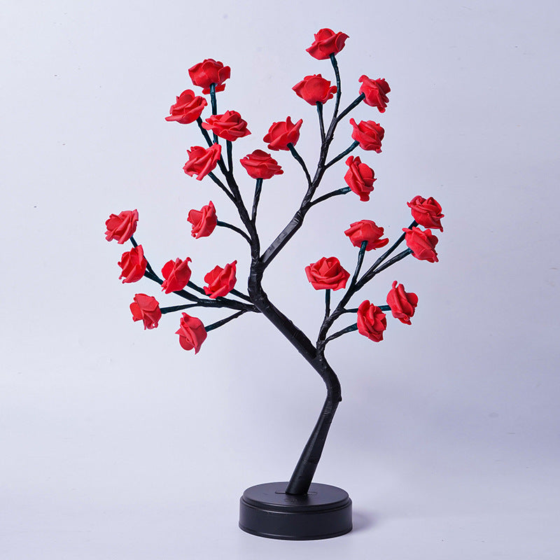 Lampe de table en forme d'arbre à fleurs et de roses, veilleuse féerique, alimentée par USB, idéale pour un mariage, la Saint-Valentin ou Noël.
