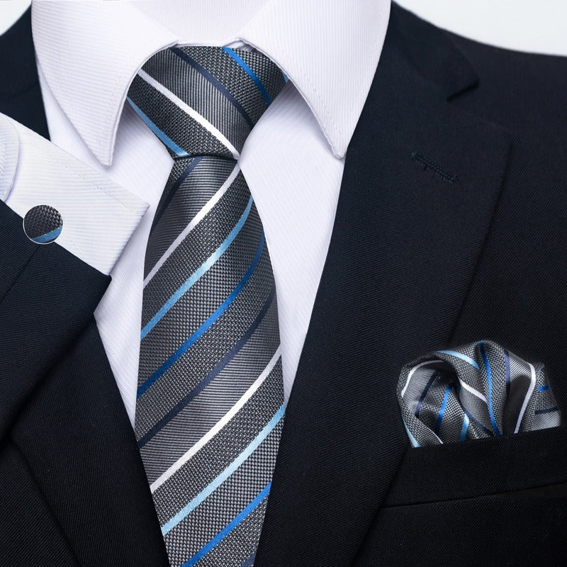 Ensemble de cravate, serviette de poche, boutons de manchette et cravate de costume de mariage pour homme à motifs cachemire