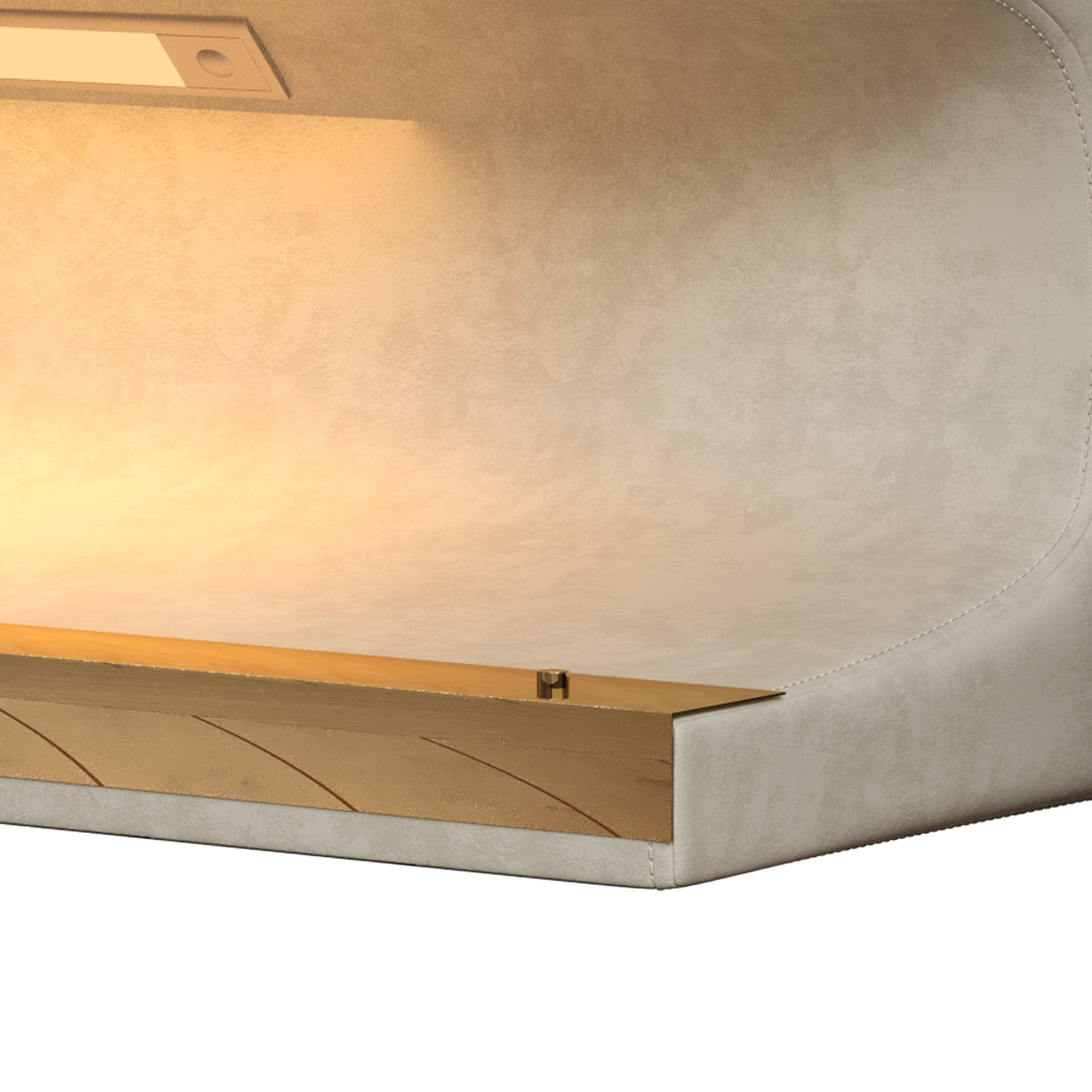 Banc d'entrée ottoman rembourré en cuir avec lumière à capteur LED pour salon, chambre, bout de lit, beige