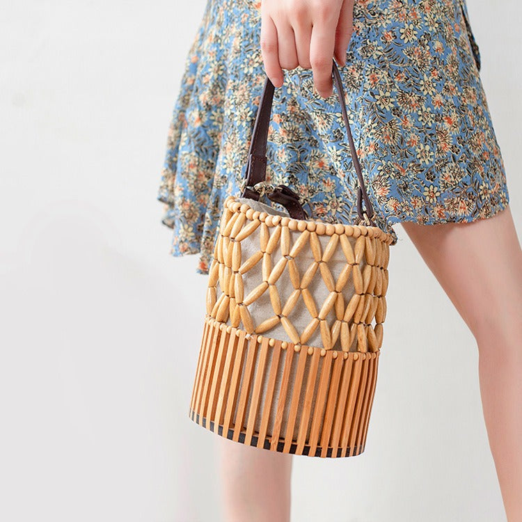 Sac à bandoulière en bambou tissé à la main, sac en bambou tissé en rotin, sac de plage de vacances, sac à bandoulière artisanal
