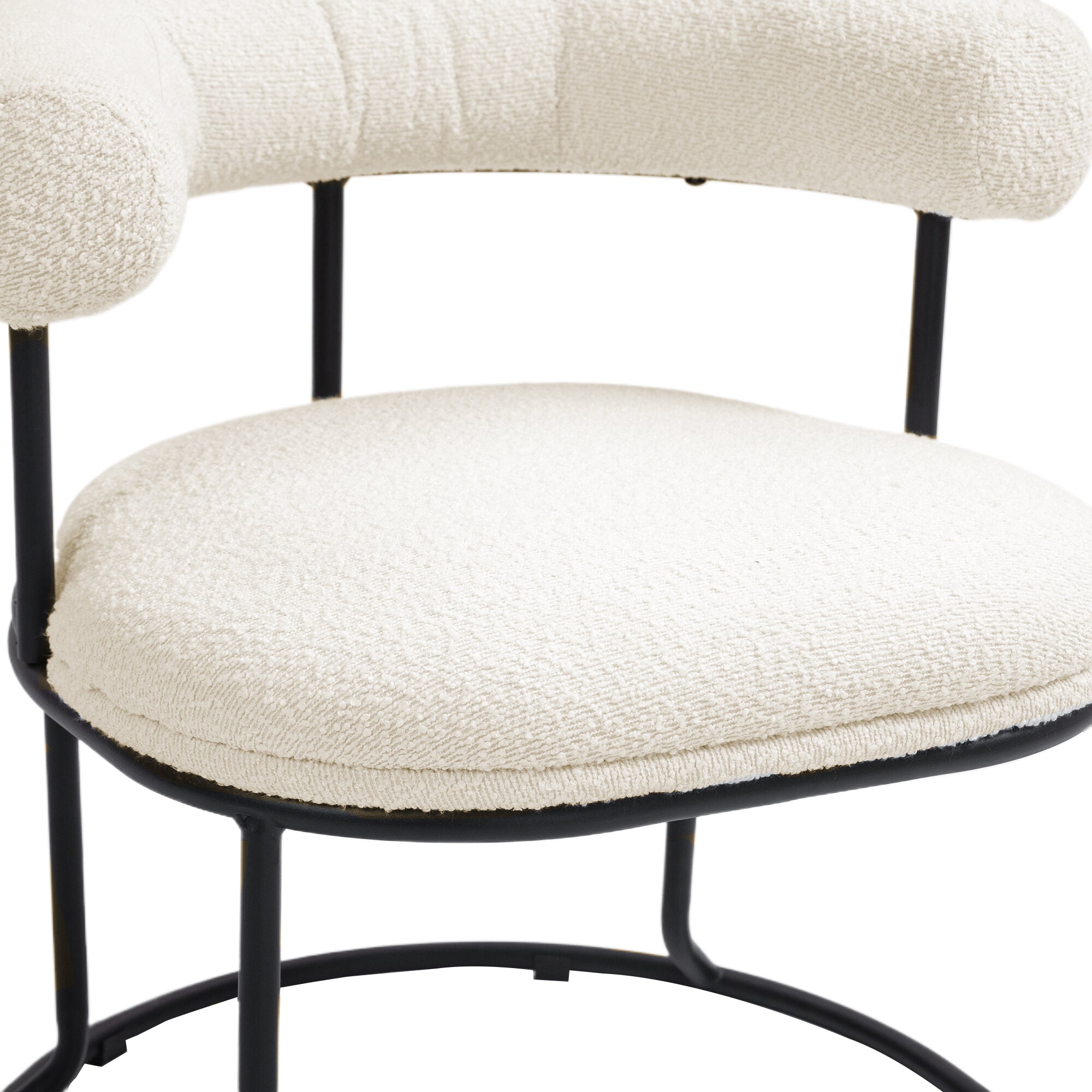 Ensemble de deux chaises de salle à manger COOLCOOL Boucle, chaise médiévale moderne à dossier incurvé, coussin rond (Boucle beige)