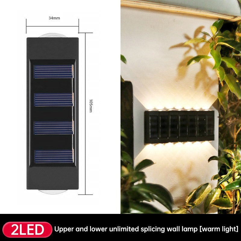 Solar Dual Head Wall Lamp, Outdoor Courtyard Lamp, Waterproof, Outdoor Upper and Lower Emitting Wall Courtyard Lamp