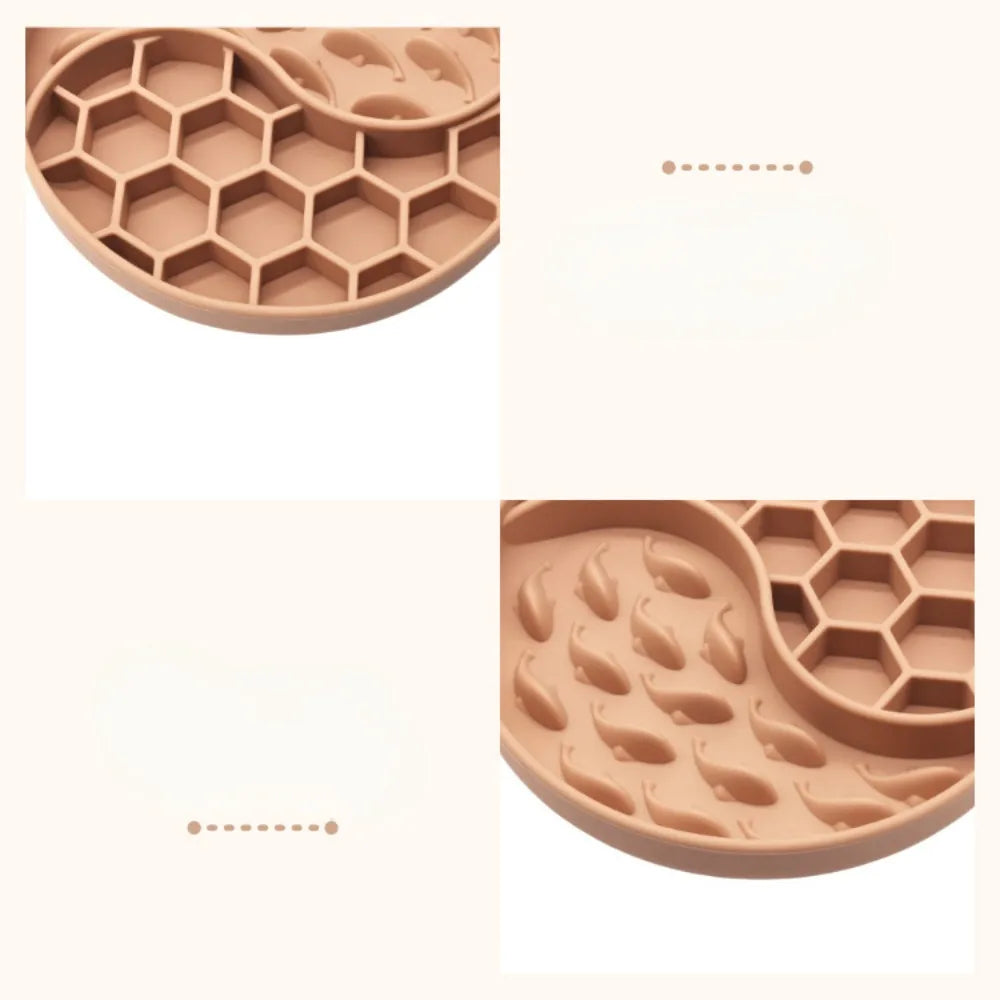 Gamelle pour chien en silicone résistant aux hautes températures, nouveau produit, gamelle pour chien en silicone à double compartiment, Slow Food, nid d'abeille