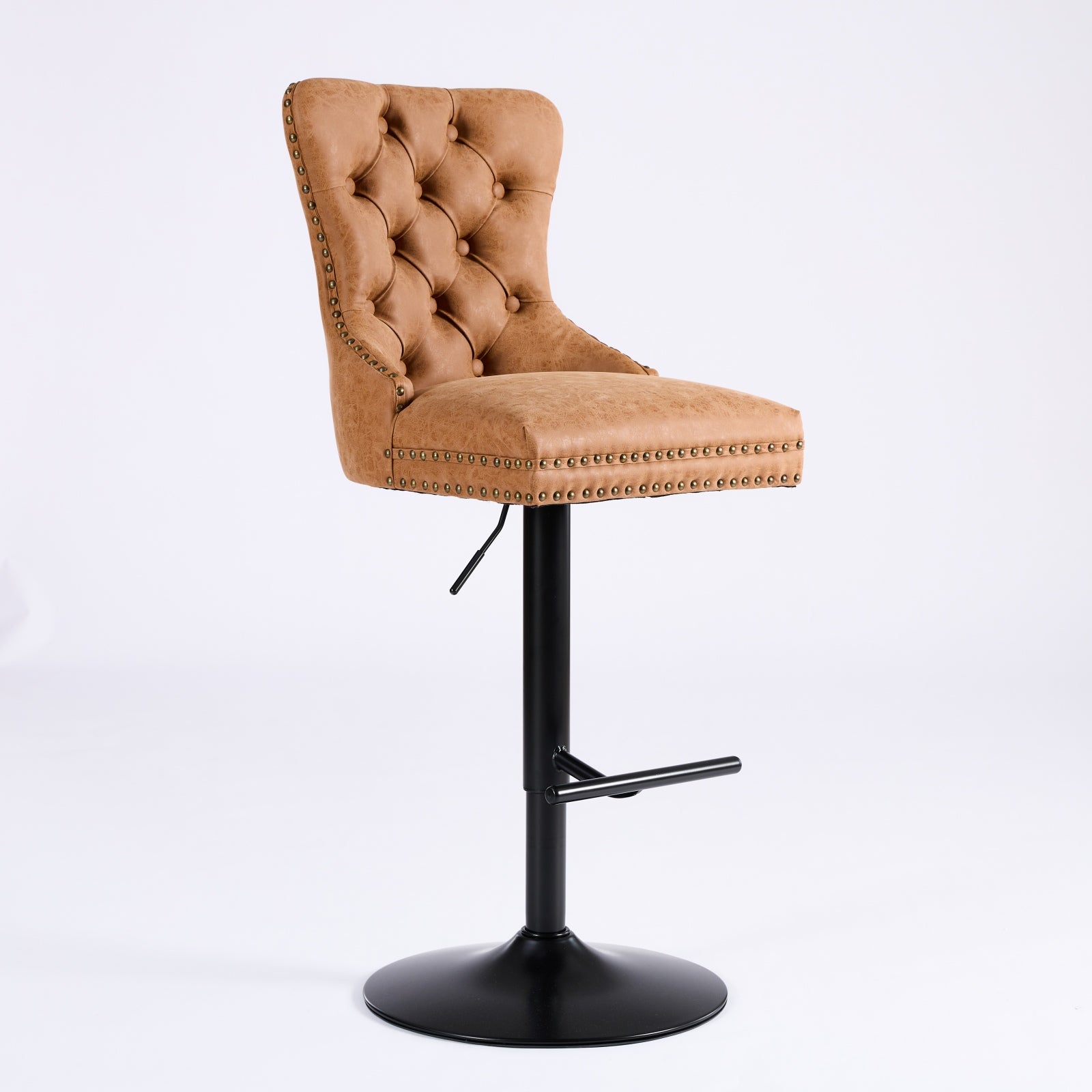 Tabouret de bar rotatif vintage en PU, hauteur d'assise réglable de 25 à 33 pouces, tabouret de bar moderne (orange, ensemble de 2 pièces)