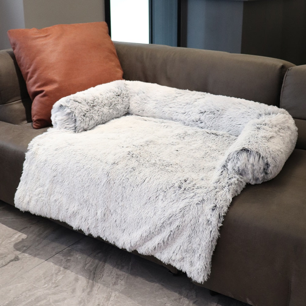 Grand canapé-lit d'hiver pour chien avec fermeture éclair, housse amovible, niche en peluche, tapis pour chat, canapé-lit pour grand chien